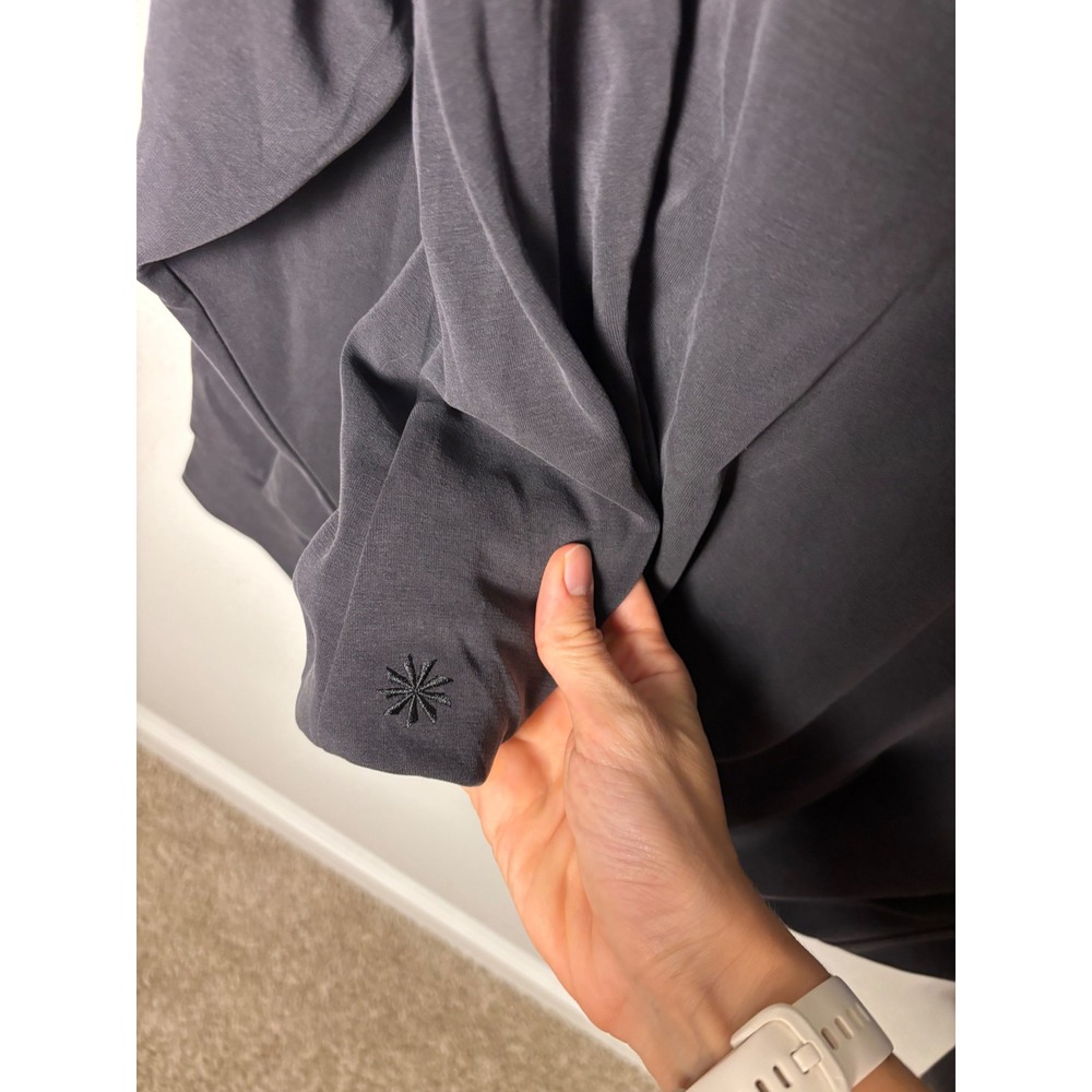 Athleta Seasoft Bubble Hem Hoodie Dark Gray Tencel Modal Sweatshirt Large - Picture 6 of 6